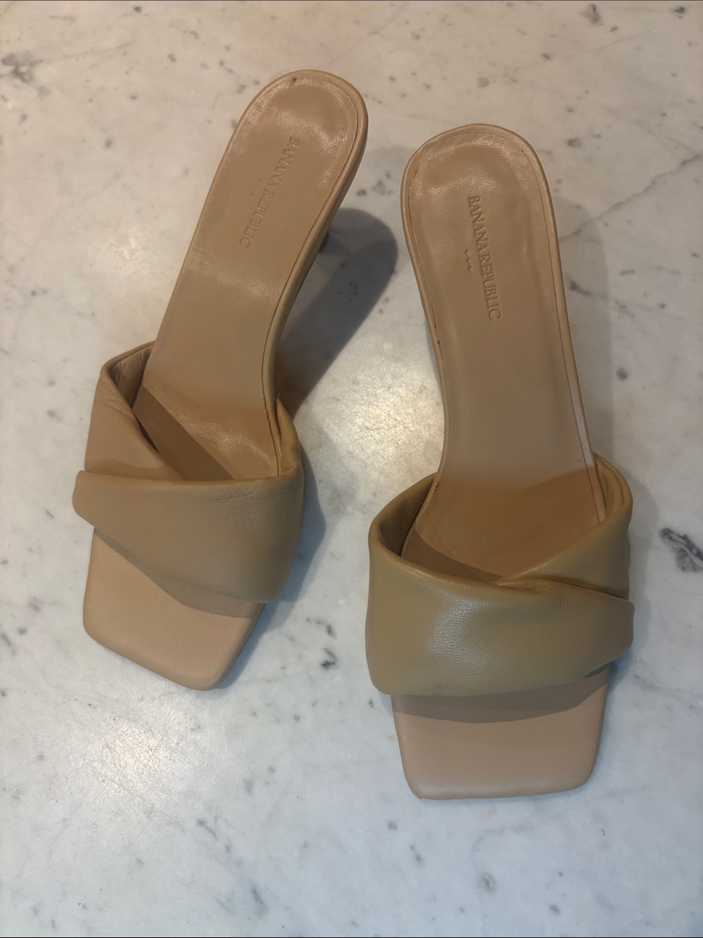 Banana Republic Neutral Twist Strap Square Toe Mules